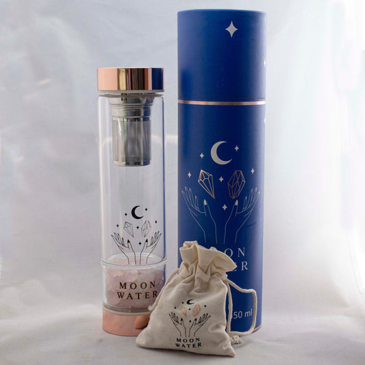 Rose Gold Stainless steel Crystal Moon Water Bottle